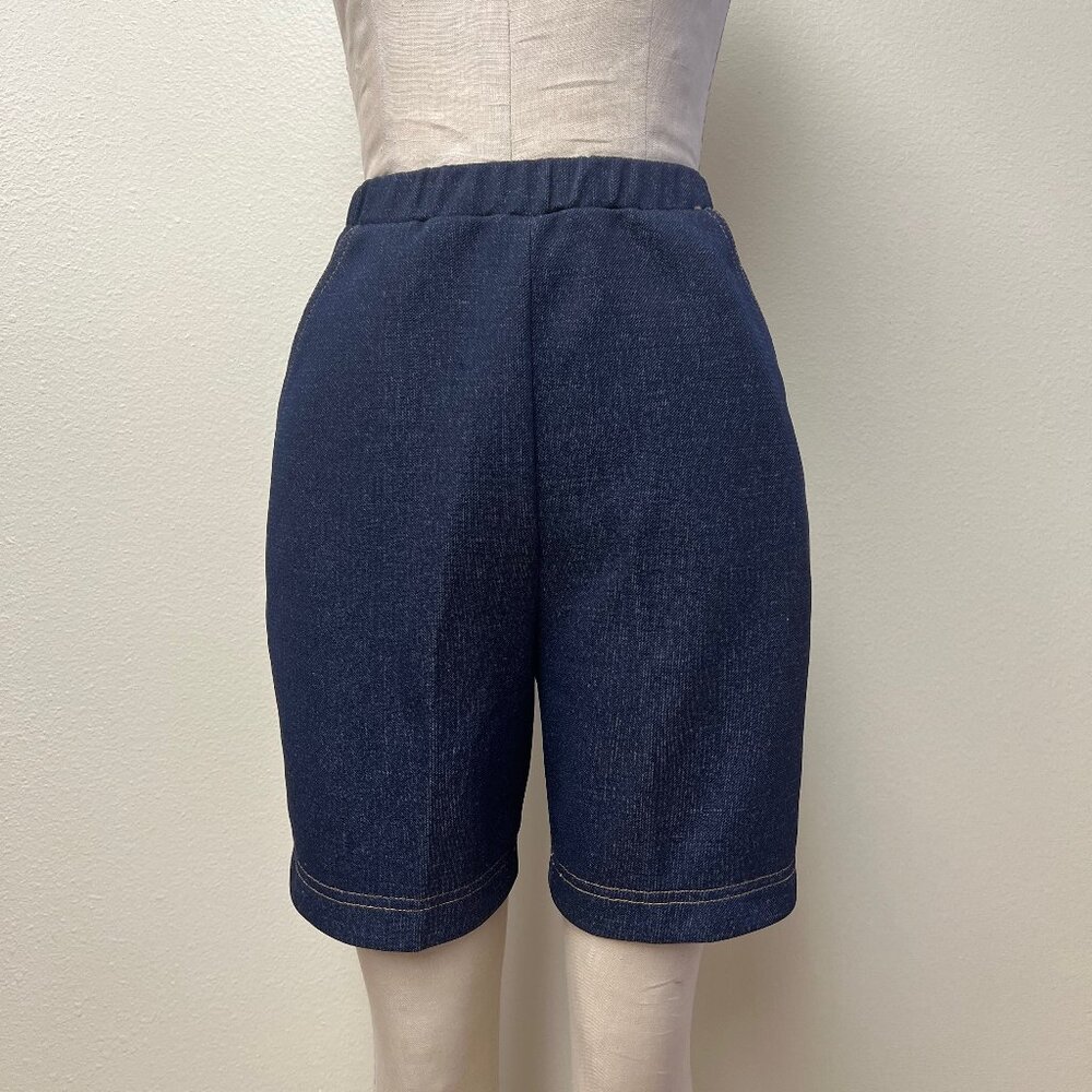 EUC Vintage 70s Graff California Wear Polyester Denim Look Stretch Shorts Small